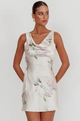 Isabella Satin Backless Mini Dress Butter