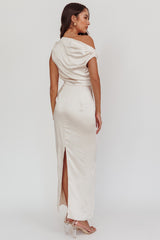 Tova Draped One-Shoulder Maxi Dress Champagne