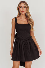 Irenic Bow Flare Mini Dress Black