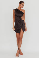 Lyon Ruched Cut Out Mini Dress Black