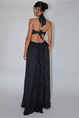 Santiago Cut-Out Ruffle Maxi Dress Black