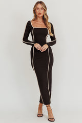 Moonglade Long Sleeve Bodycon Maxi Dress Black