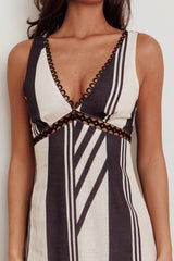 Cambria Sleeveless Striped Maxi Dress Black