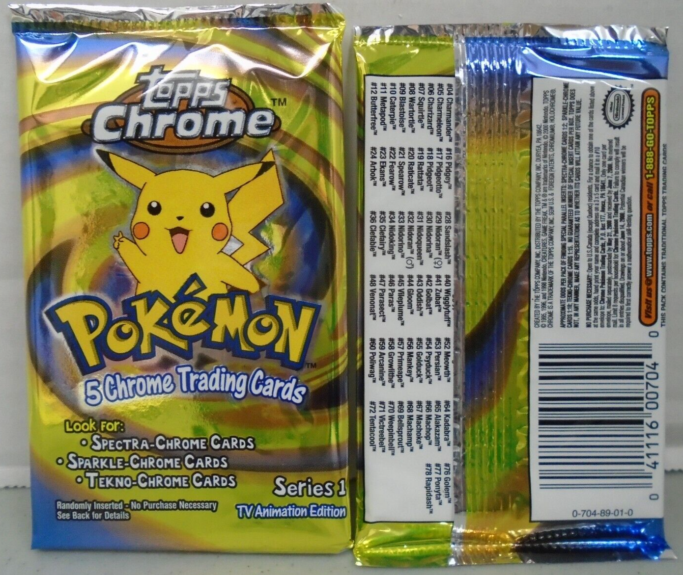 TOPPS POKEMON SERIES ONE CHROMIUM TRADING CARD PACK BOOSTER NEW SEALED U.S.