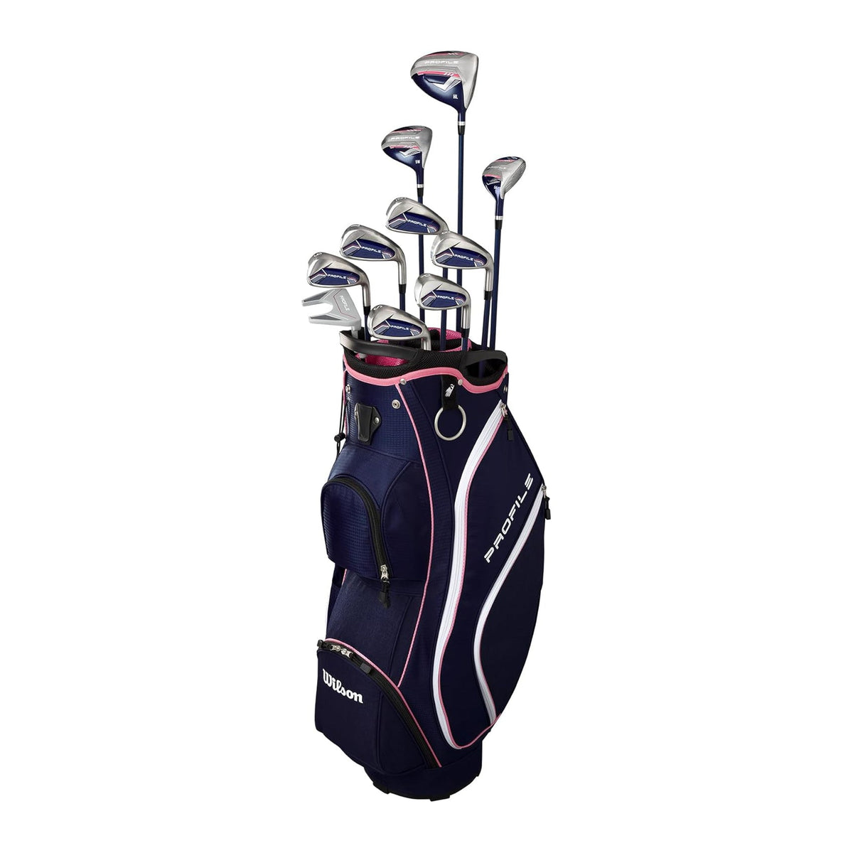 Wilson Profile 11P Wmns RH Complete Golf Set Cart - Tall/Ladies/Nvy/Rs Gld/Grey