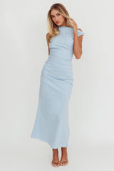 Angel's Song Asymmetric Neckline Maxi Dress Blue