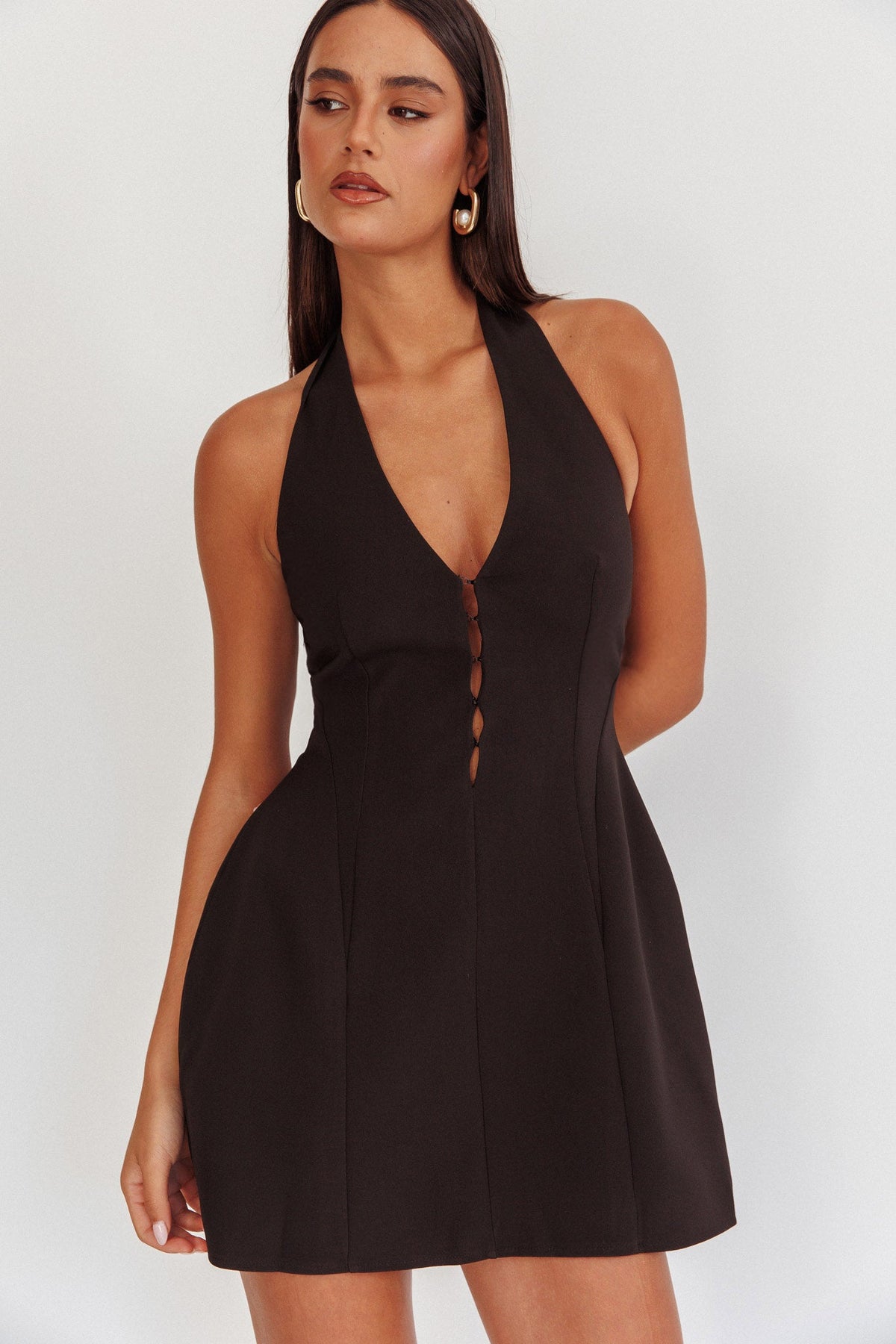 Elisabet Halter Neck Mini Dress Black