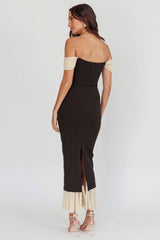 Freesia Off Shoulder Bodycon Maxi Dress Black