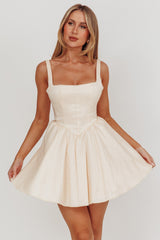 Found You Square Neck Flared Mini Dress Cream