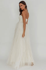 Rori Tulle Cascade Maxi Dress Ivory