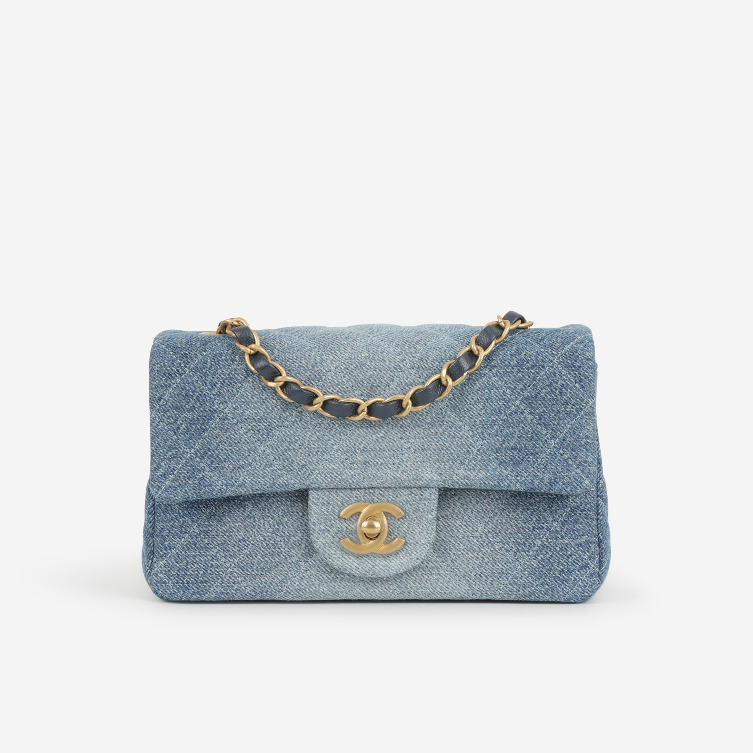 Chanel Classic Mini Rectangular - Blue Ombre Denim | Gold Hardware - Bagista
