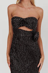 Calia Rose Accent Sequin Midi Dress Black