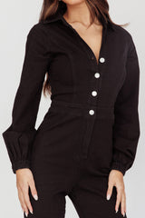 Emilio Long Sleeve Jumpsuit Denim Black