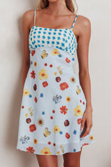 Fleur Sun Cami Strap Mini Dress Flowers Blue