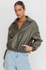 Faroe Drawstring Waist Puff Jacket Green