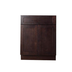 Bremen Cabinetry Bremen Ready to Assemble 27x34.5x24 in. Shaker Base Cabinet with 1-Drawer and 2-Door in Espresso
